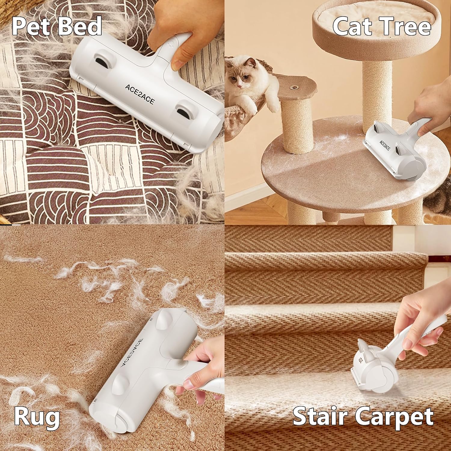Pet hair remover, reusable lint roller for cat and dog hair, white, self clean cat hair remover with dust bin, dog hair remover for couch, furniture, carpet, sofa and bedding - view 5