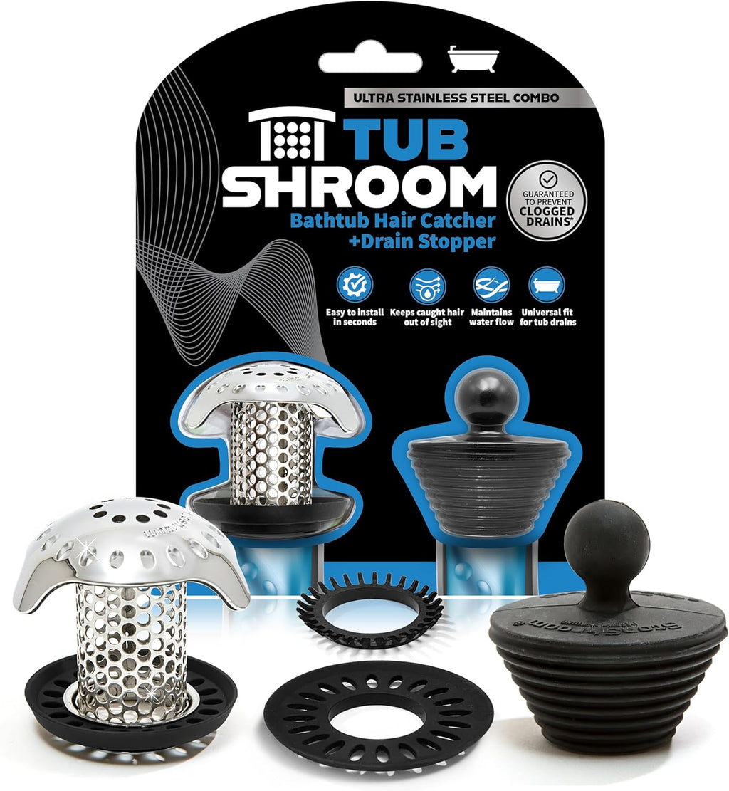 Ultra revolutionary bath tub drain protector hair catcher/strainer/snare, stainless steel, stainless combo