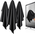 XL Premium Screen Cleaning Cloth 16"X16" 3 Pack Microfiber TV Screen Cleaner Cloth for OLED LED TVs, Computer Monitors, Laptops, Tablets & Car Displays, Lint-Free Streak-Free, Black