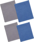 4-Pack Microfiber Cleaning Cloth, 12x8.25''&13.5x8.63''-Blue/Grey | For Camera Lens, Glasses, Phone, iPhone, iPad, Tablet, Laptop, LCD TV, Computer Screen, Monitor and Other Electronics Device