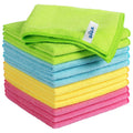 Microfiber Cleaning Cloths, Streak Free Microfiber Towels, 12 Pack | Ultra absorbent and high density, reusable cleaning towels for kitchen, car, glass and household surfaces, color coded cloths