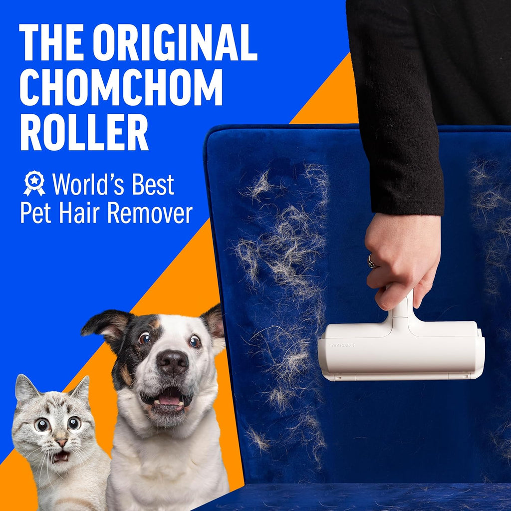 Pet hair remover – original size reusable lint roller for cat & dog hair on furniture, couch, carpet, car, rugs & bedding – portable, eco-friendly (white) - view 2