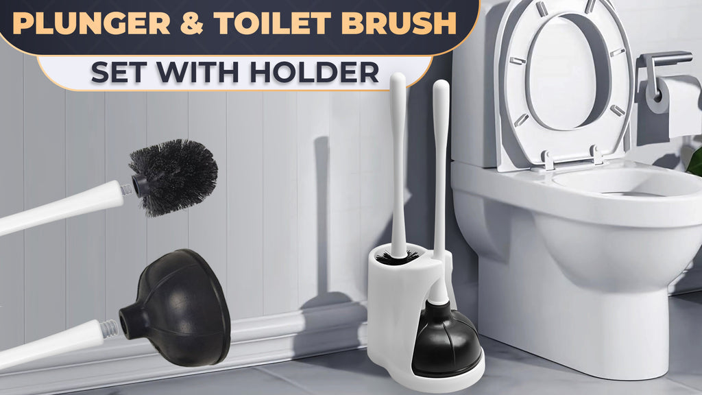2 in 1 White Toilet Plunger and Brush Set with Holder, Nylon Head - view 7
