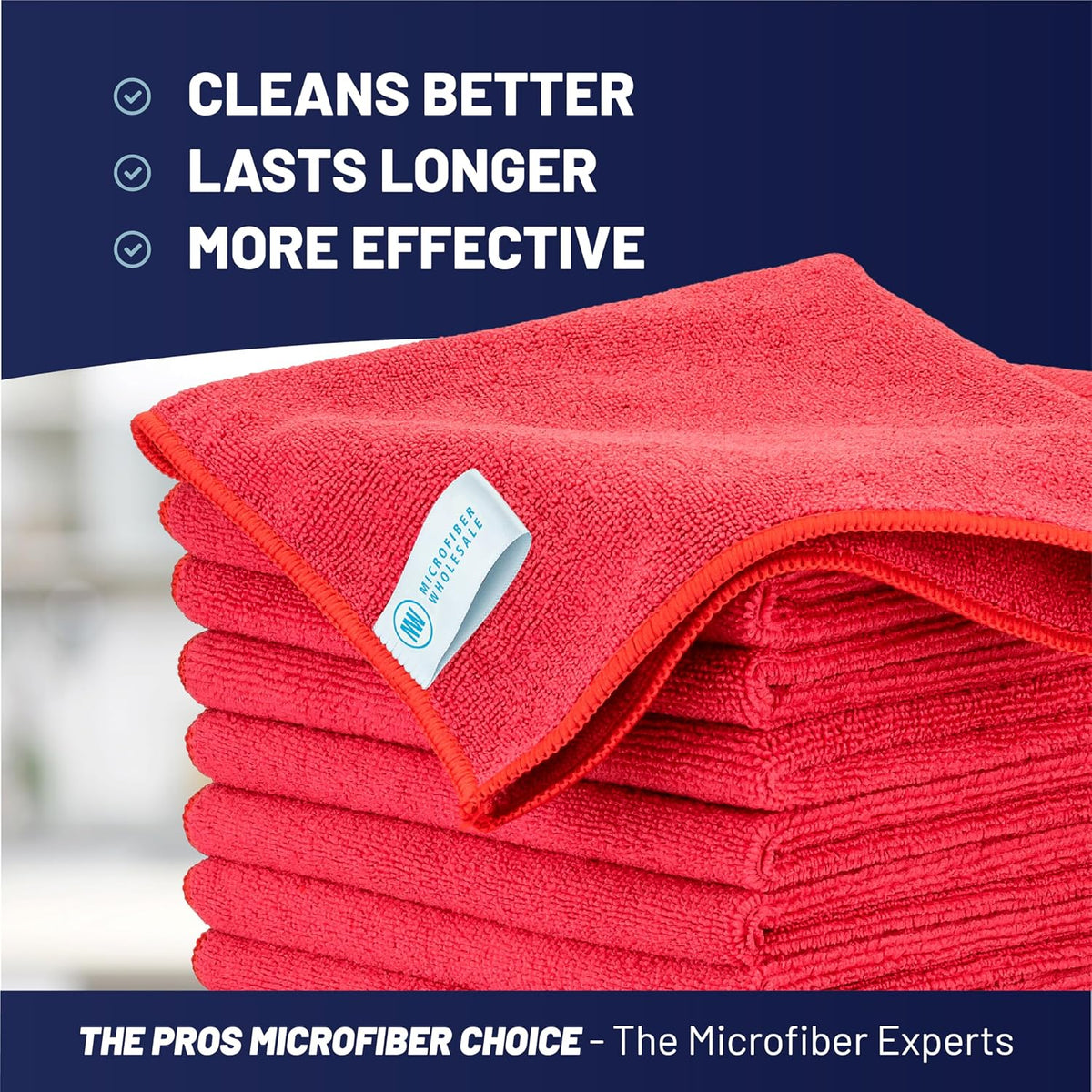 Microfiber cleaning cloth, red (12 pack), size 16" x 16", all purpose microfiber towels - clean, dust, polish, scrub, absorbent - view 2