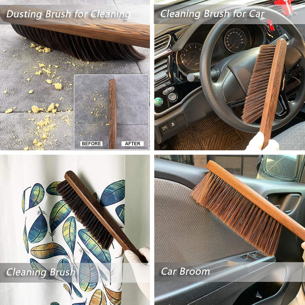 Hand Broom Cleaning Brushes-Soft Bristles Dusting Brush for Cleaning Car/Bed/Couch/Draft/Garden/Furniture/Clothes,Wooden Handle - view 4