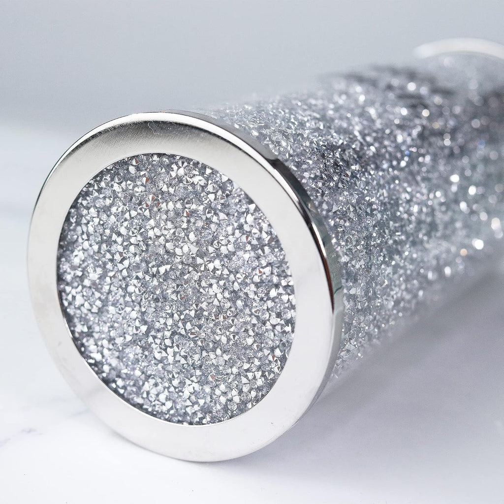 Silver Crushed Crystal Toilet Brush Holder, Bling Toilet Brush Holder for Home Toilet Bowl Cleaner Brush Bathroom Scrub Brush, 10.2" Height - view 4