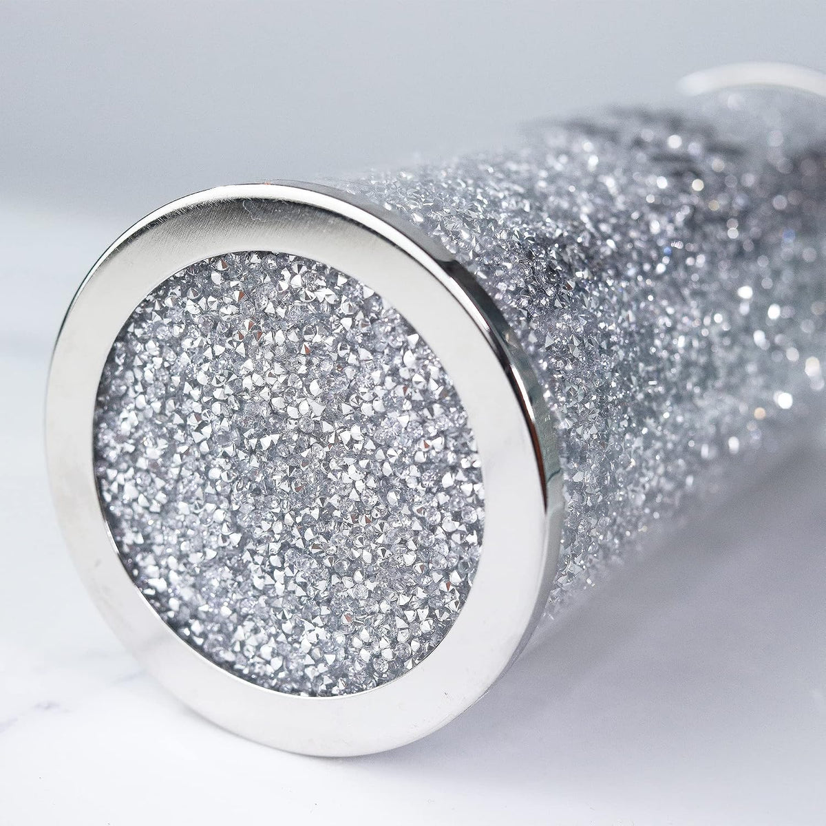 Silver Crushed Crystal Toilet Brush Holder, Bling Toilet Brush Holder for Home Toilet Bowl Cleaner Brush Bathroom Scrub Brush, 10.2" Height - view 4