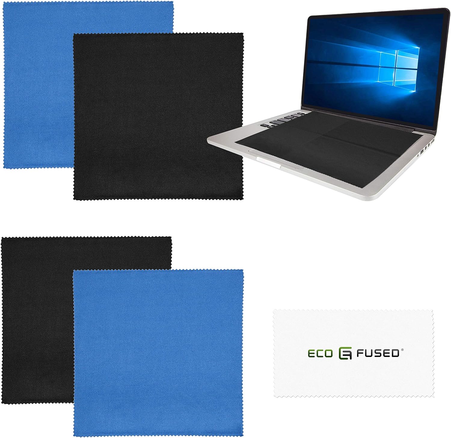 Large Microfiber Cleaning Cloths - 4 Pack - 18 x 18 inch - Perfect for Wide Screen TVs, Large Computer Monitors- Also for Cleaning Glasses, Camera Lenses, Laptops and LCD Screens- Blue/Black - view 7