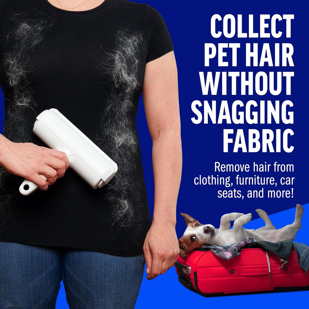 Pet hair remover – original size reusable lint roller for cat & dog hair on furniture, couch, carpet, car, rugs & bedding – portable, eco-friendly (white) - view 5